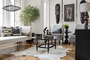 Interior Design Neutral Living Room with African Concept