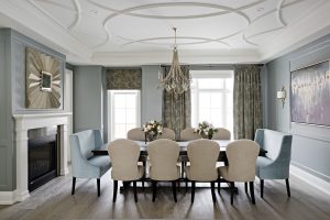Interior Design Blue and Taupe Dining Room