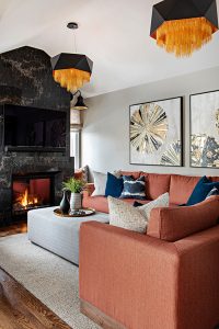 Interior Design Living Room Black Marble Fireplace Wall