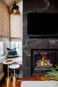 Interior Design Black Marble Wall Fireplace