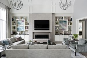 Interior Design Great Room Fireplace Wall Tile