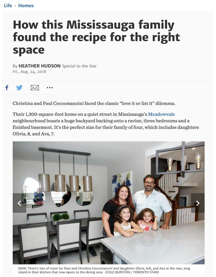 Pizzale Interior Design Oakville Luxury magazine summer 2018 mississauga family Toronto Star