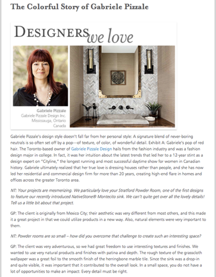 Pizzale Interior Design Oakville Native Trails magazine summer 2013 Gabriel Pizzale