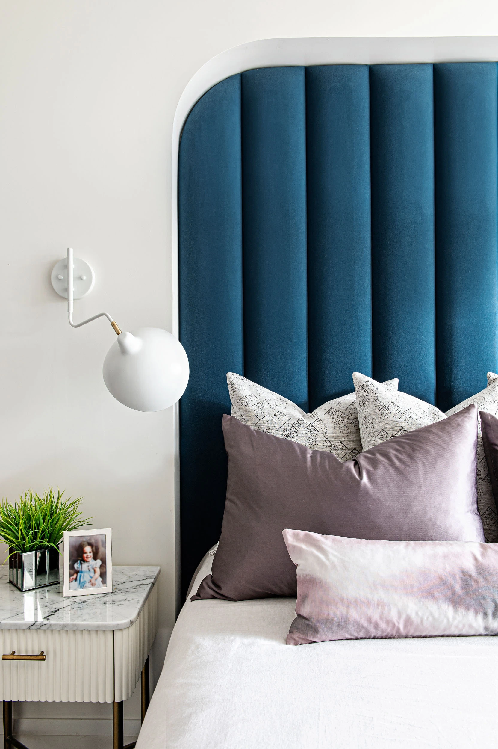 Bedroom Interior Design blue bed Oakville
