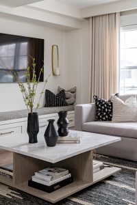 Living room Interior Design Oakville with coffee table
