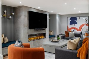 Living room Interior Design Oakville:McGinnis Basement