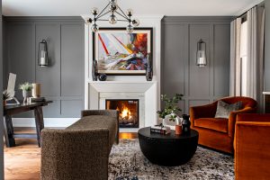 Home Office Interior Design Oakville fireplace